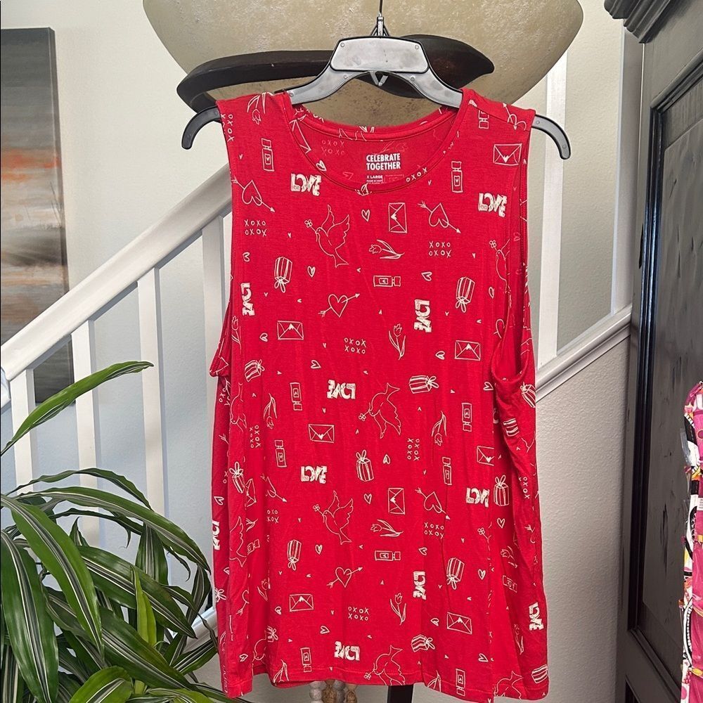 Red Graphic Muscle Tee for Women